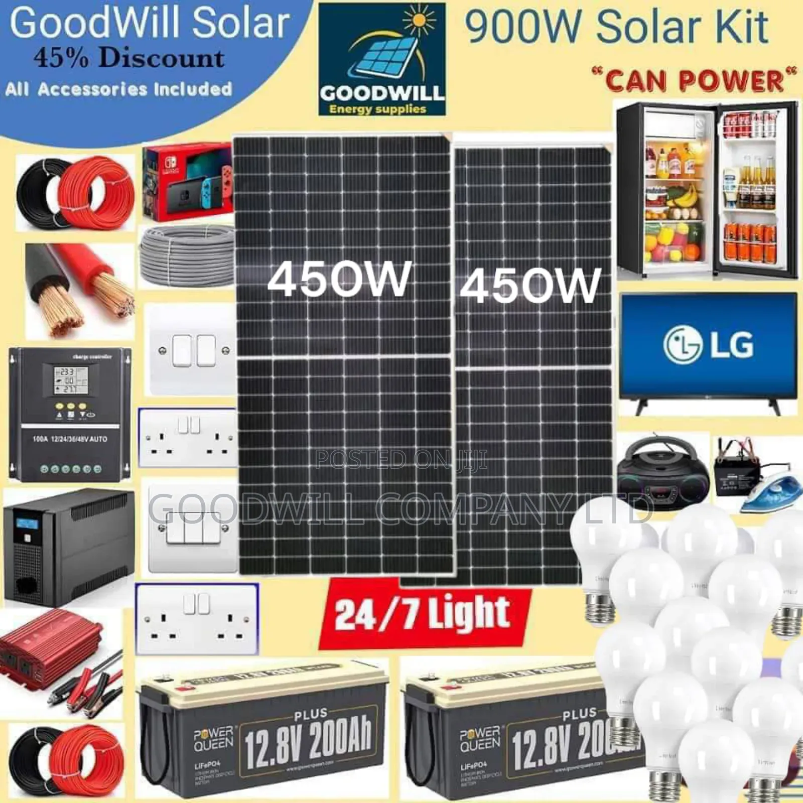 900w Solar System Full Kit Charging Even in Rainy Weather