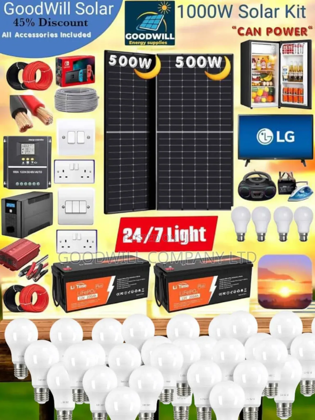 1000w Solar System Full Kit Charging Even in Rainy Weather