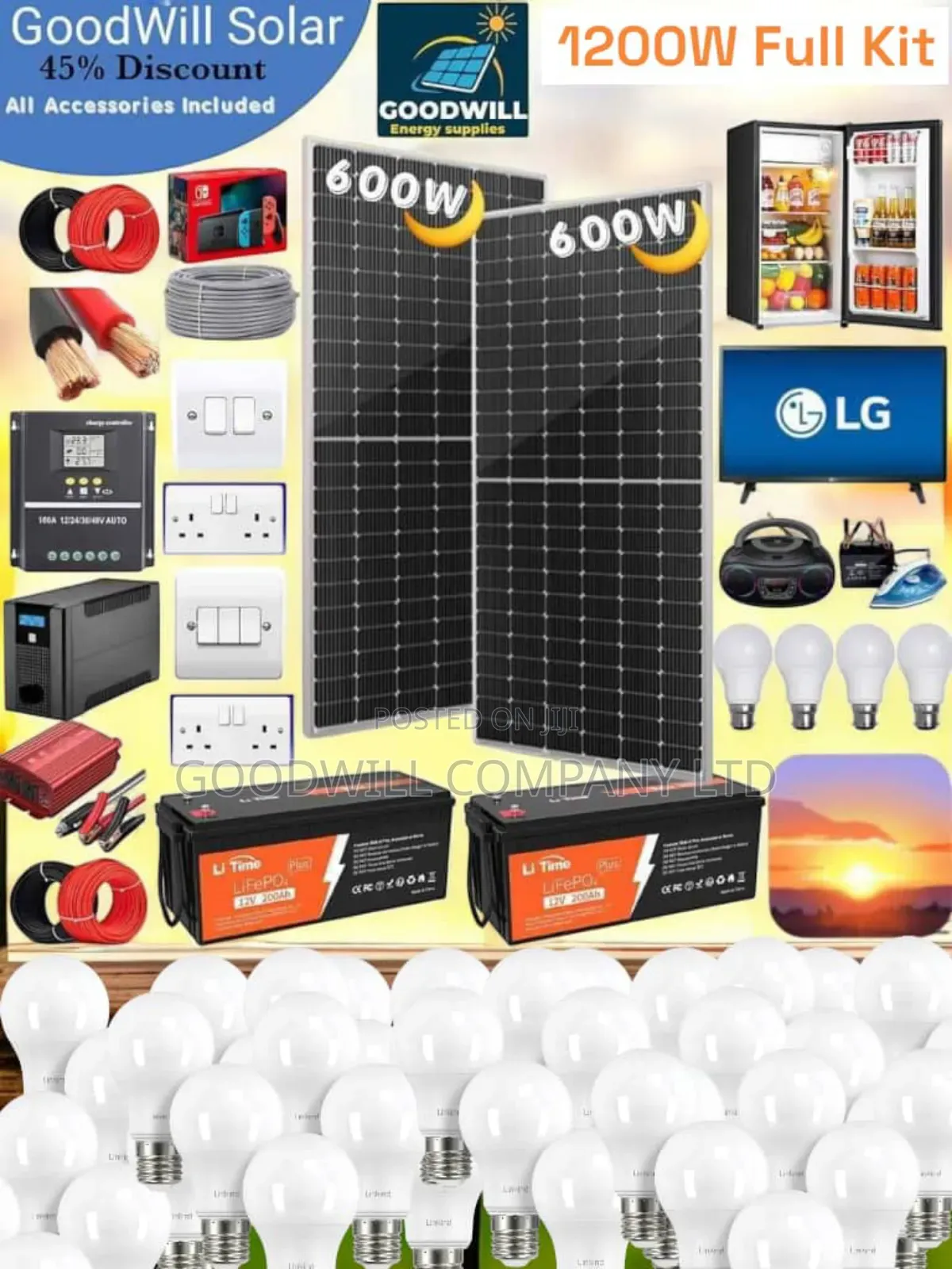 1200w Solar System Full Kit Charging Even in Rainy Weather