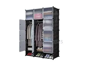 3 Column Plastic Wardrobe Black