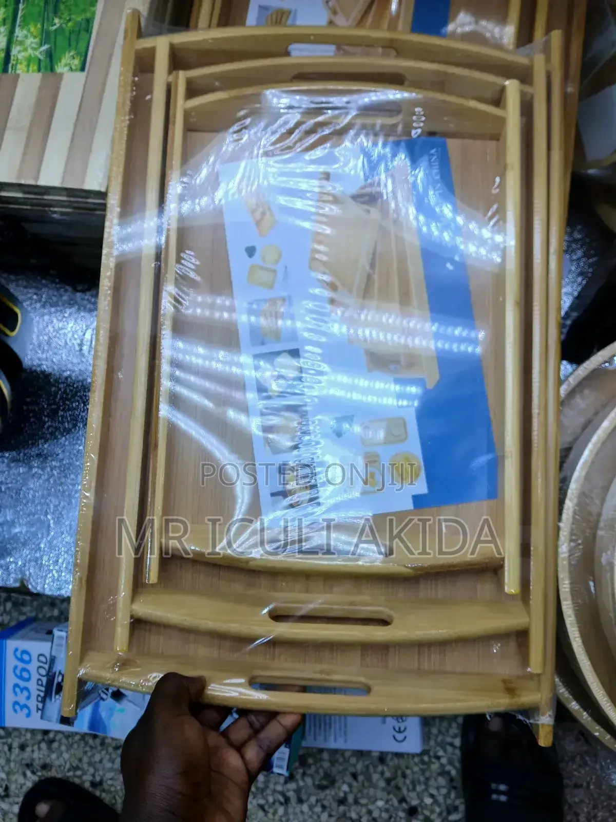 Luxury 3pcs Bamboo Wood Breakfast Serving Trays WTH Handles