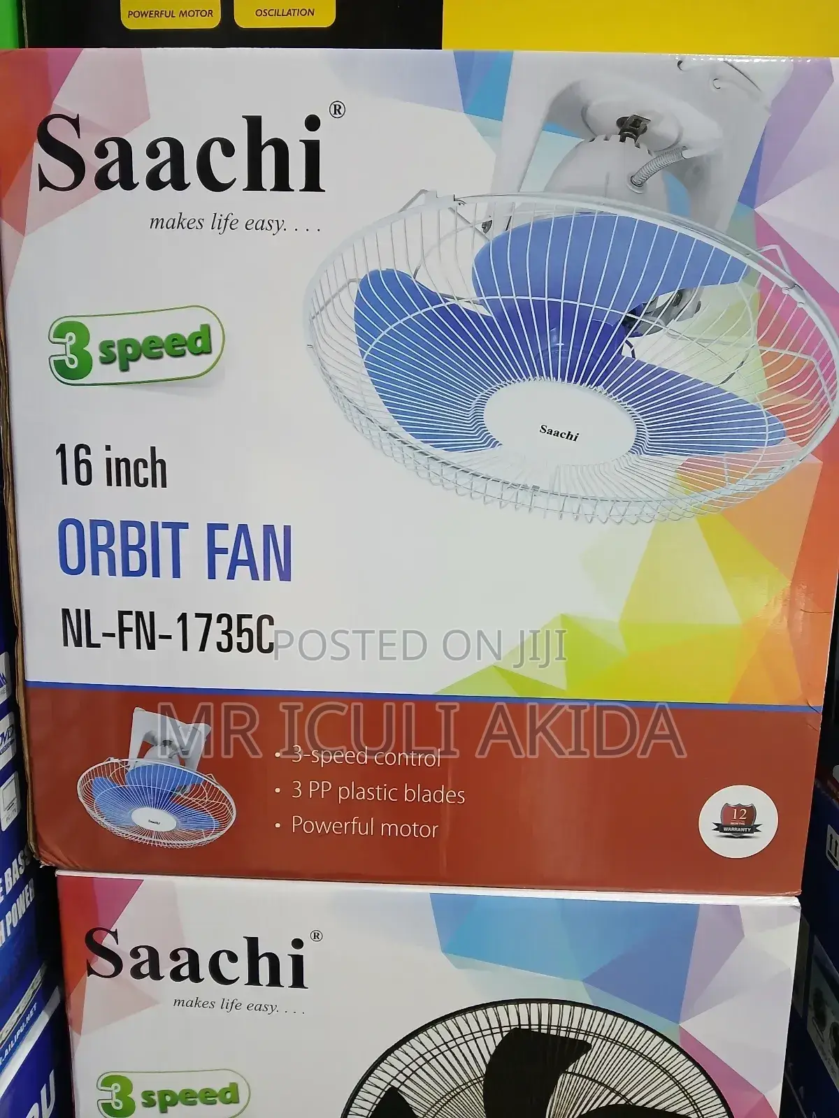 Saachi 3speed 16"Orbit Powerful Motor Electric Ceiling Fan