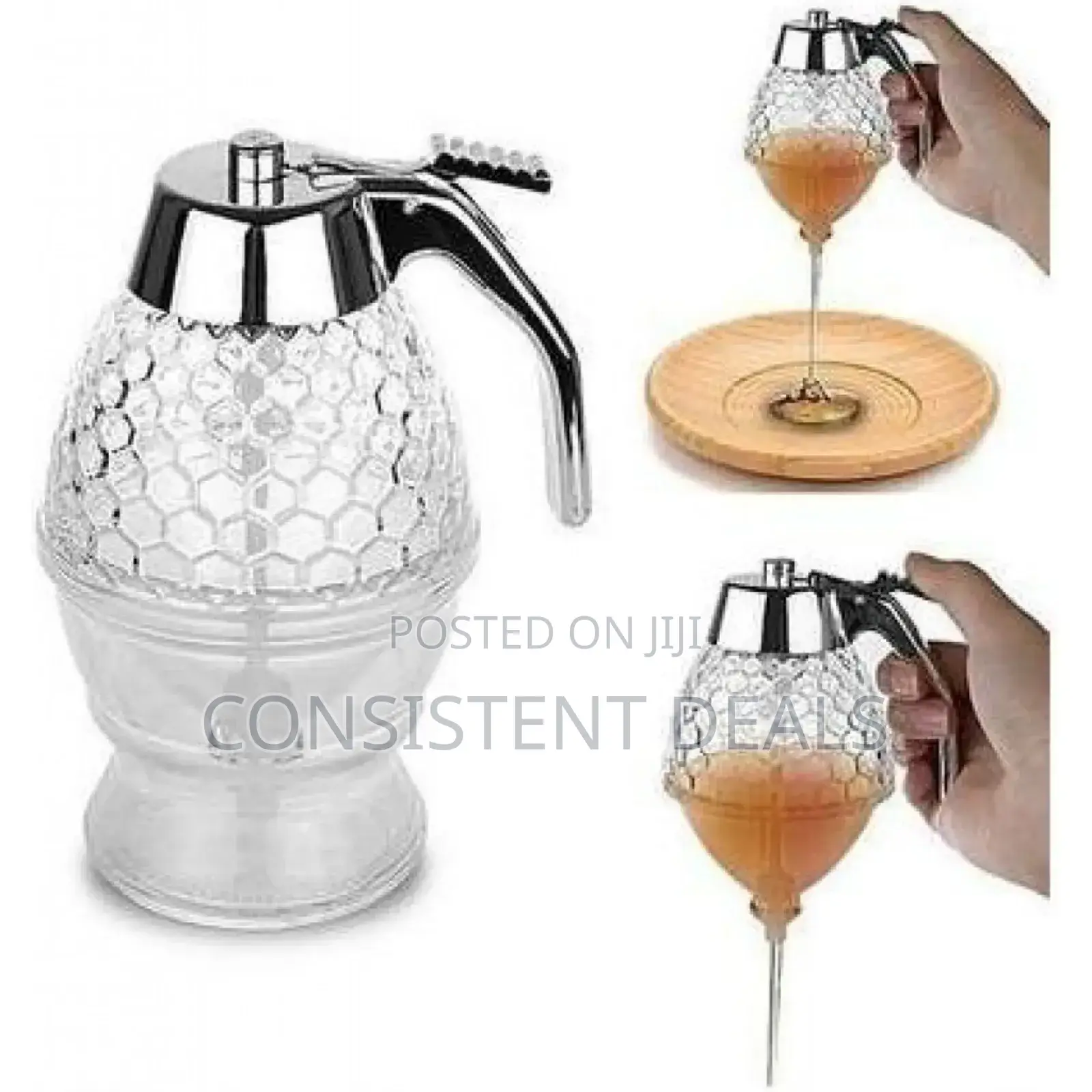 Mini Honey Dispenser No Drip Glass, Honey Comb Shaped
