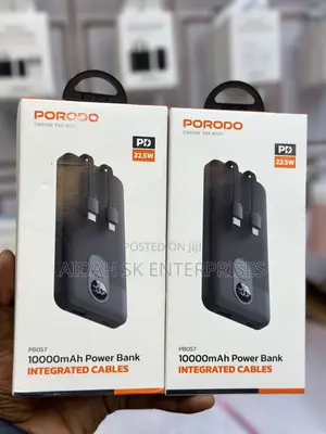 Porodo 10000mah Powerbank Integrated Cable