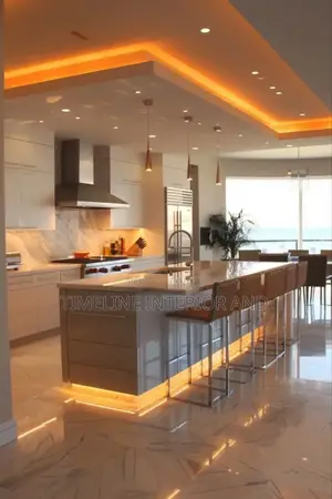 Gypsum Ceiling in Open Kitchen.