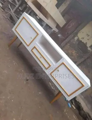 Wooden TV Stand White With Gold