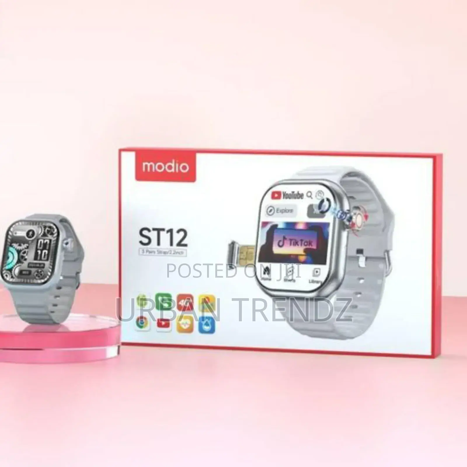 Modio St12 4g Network 2.2 Inch Smartwatch With 3 Pairs Strap