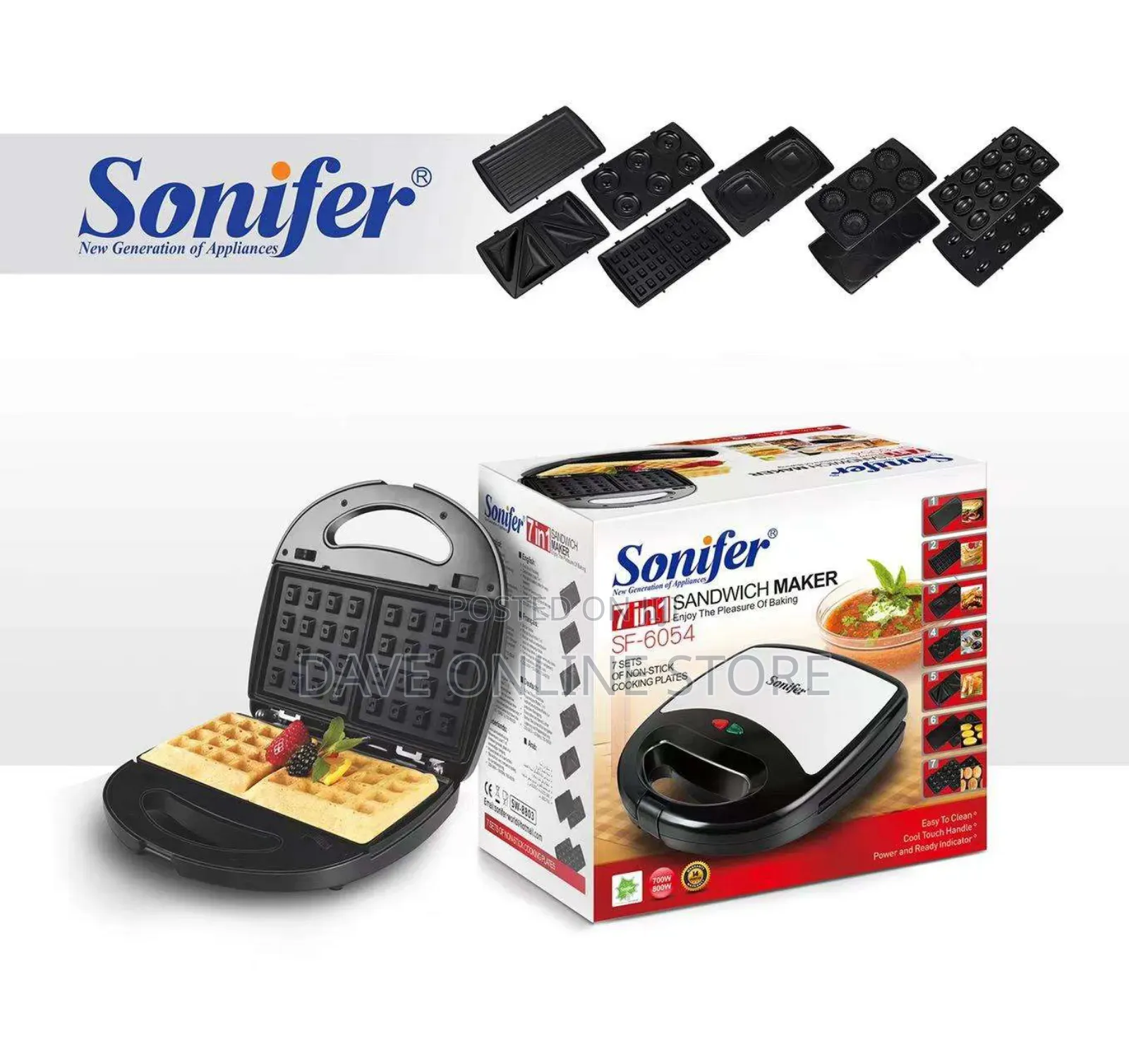 7 In 1 Sonifer Sandwich Waffle Maker