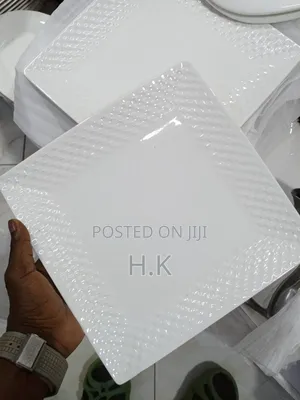 6pcs Checked Square Dinner Plates