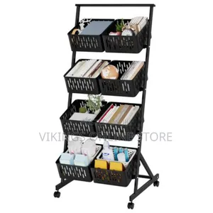 Pantry Organizer Rack With Detachable Basket (Black)