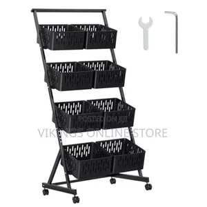 Pantry Organizer Rack With Detachable Basket (Black)