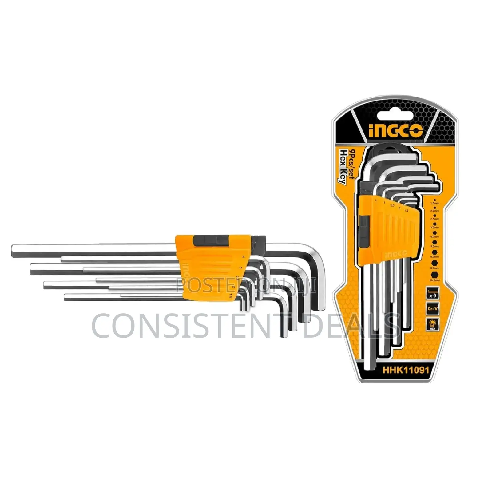 9pcs Ingco Hex Key Set