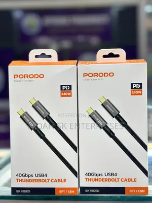 Porodo Woven Type-C Cable 240W 40gbps 60hz