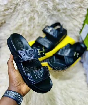 Original Classy Double Strap Hermes Leather Sandals