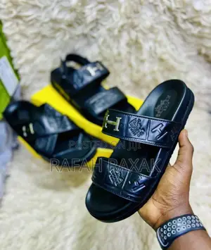 Original Classy Double Strap Hermes Leather Sandals