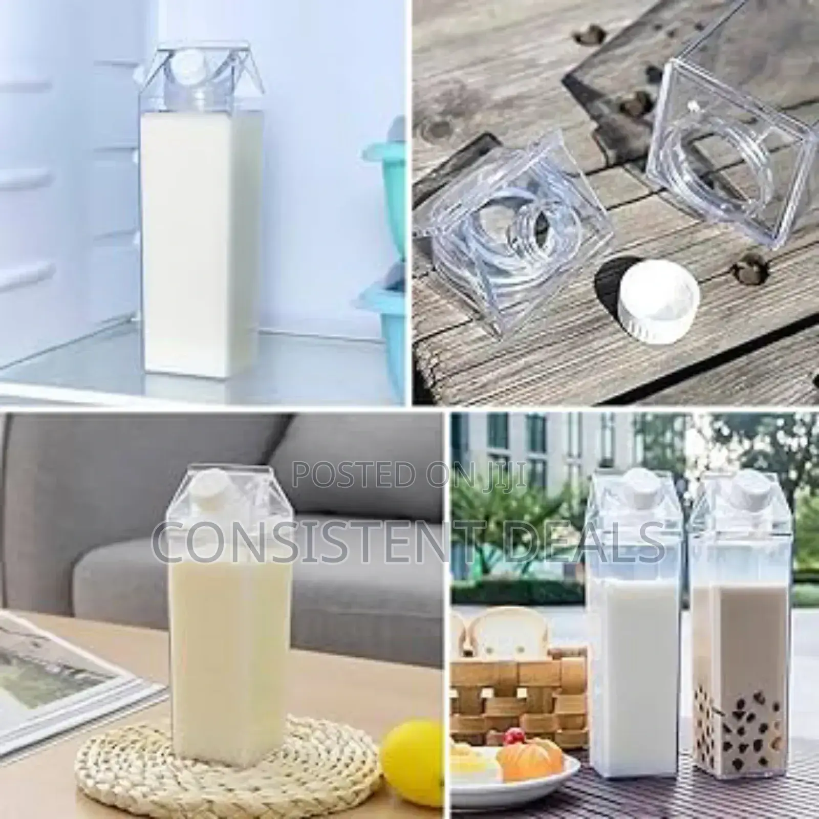 Acrylic Juice Water Bottle Square Fridge Milk Bottles