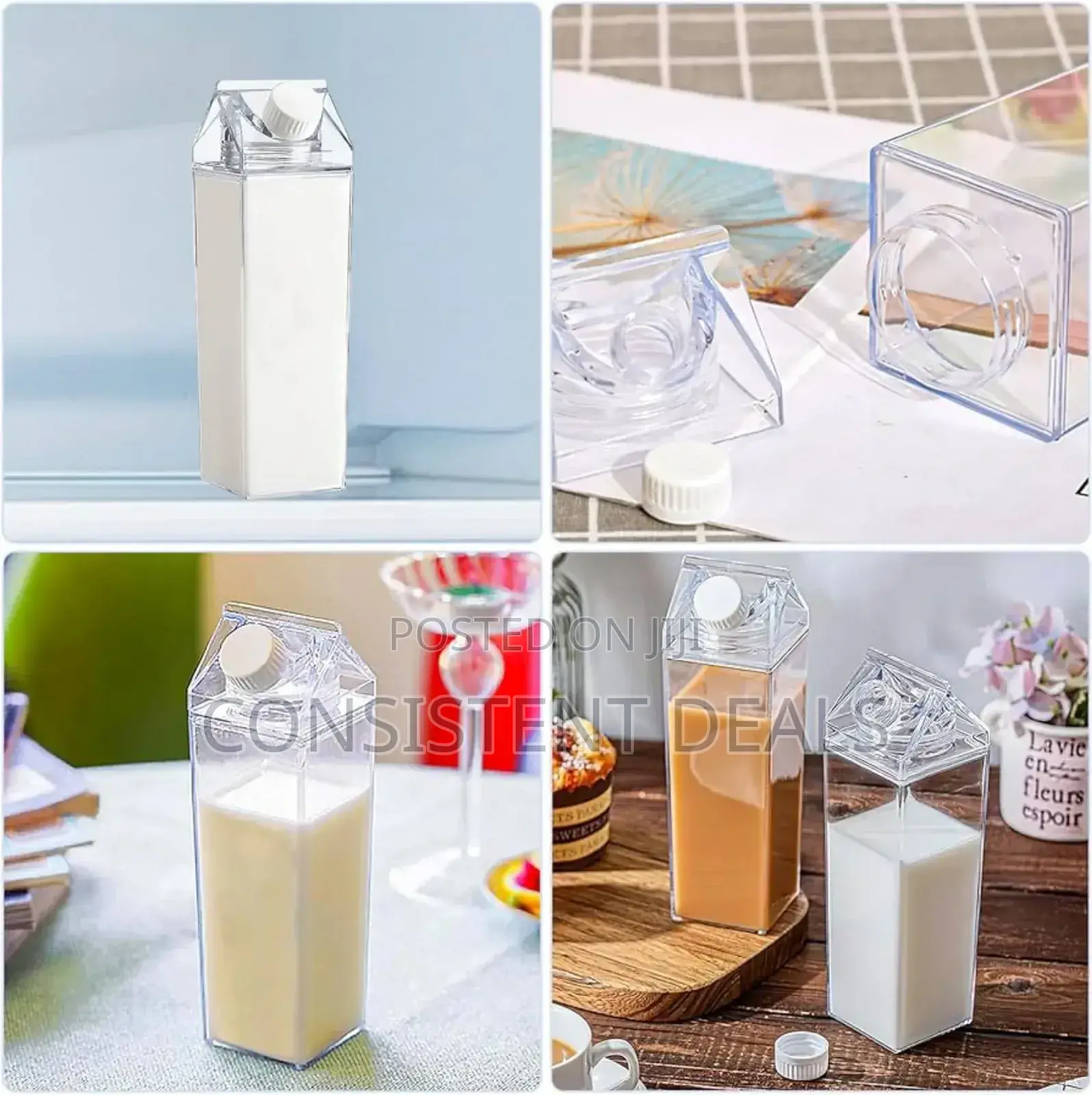 Acrylic Juice Water Bottle Square Fridge Milk Bottles