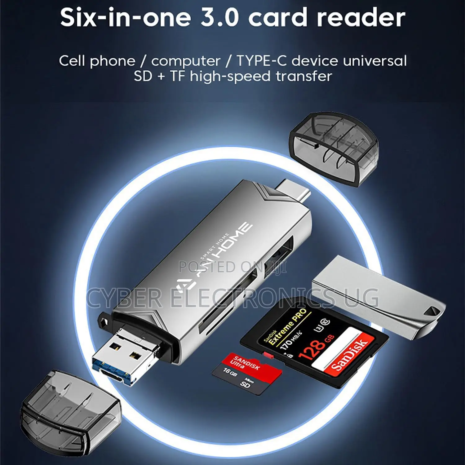 6 in 1 OTG Memory Adapter SD Card Reader USB C Multifunction