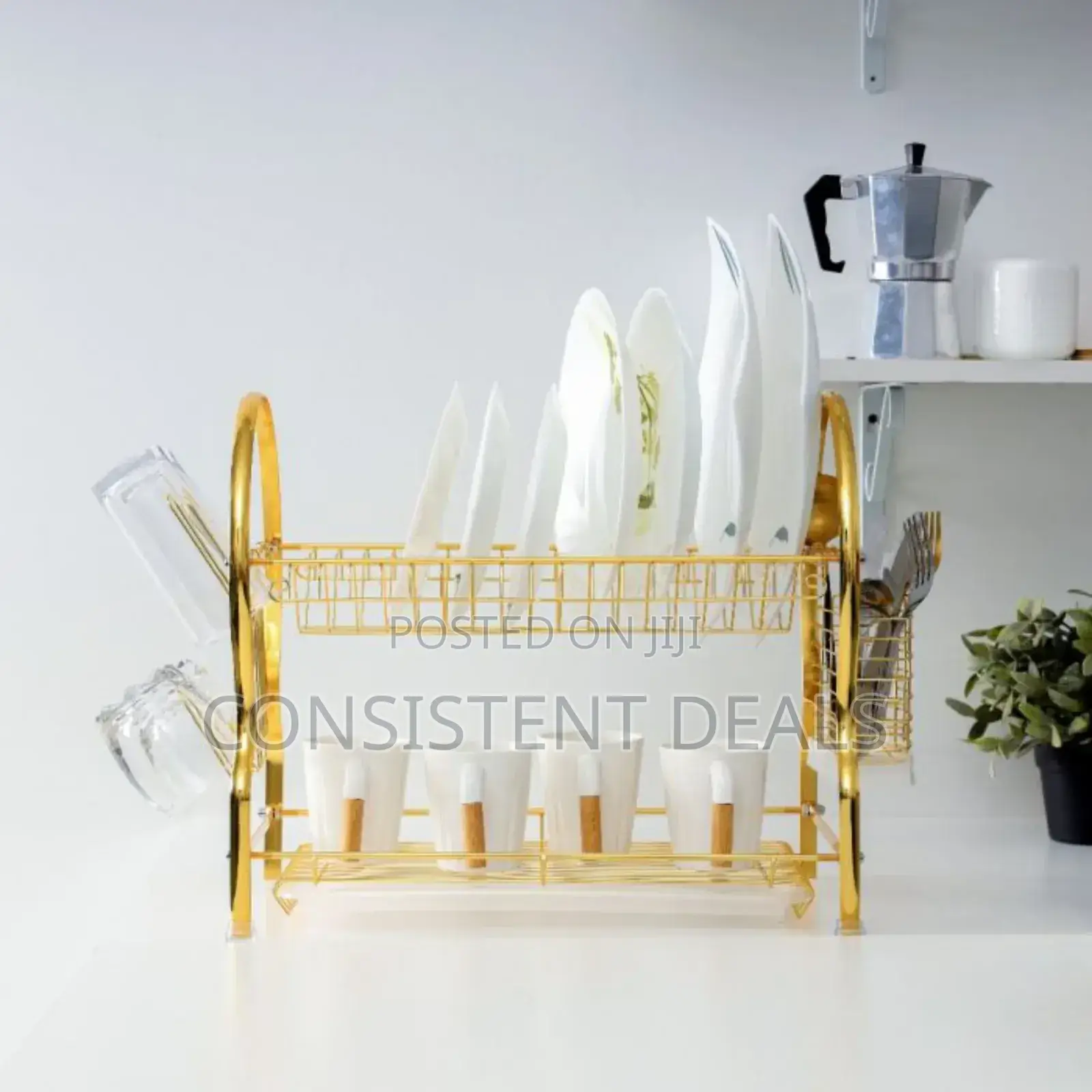 2 Tier Gold Dish Draining Rack