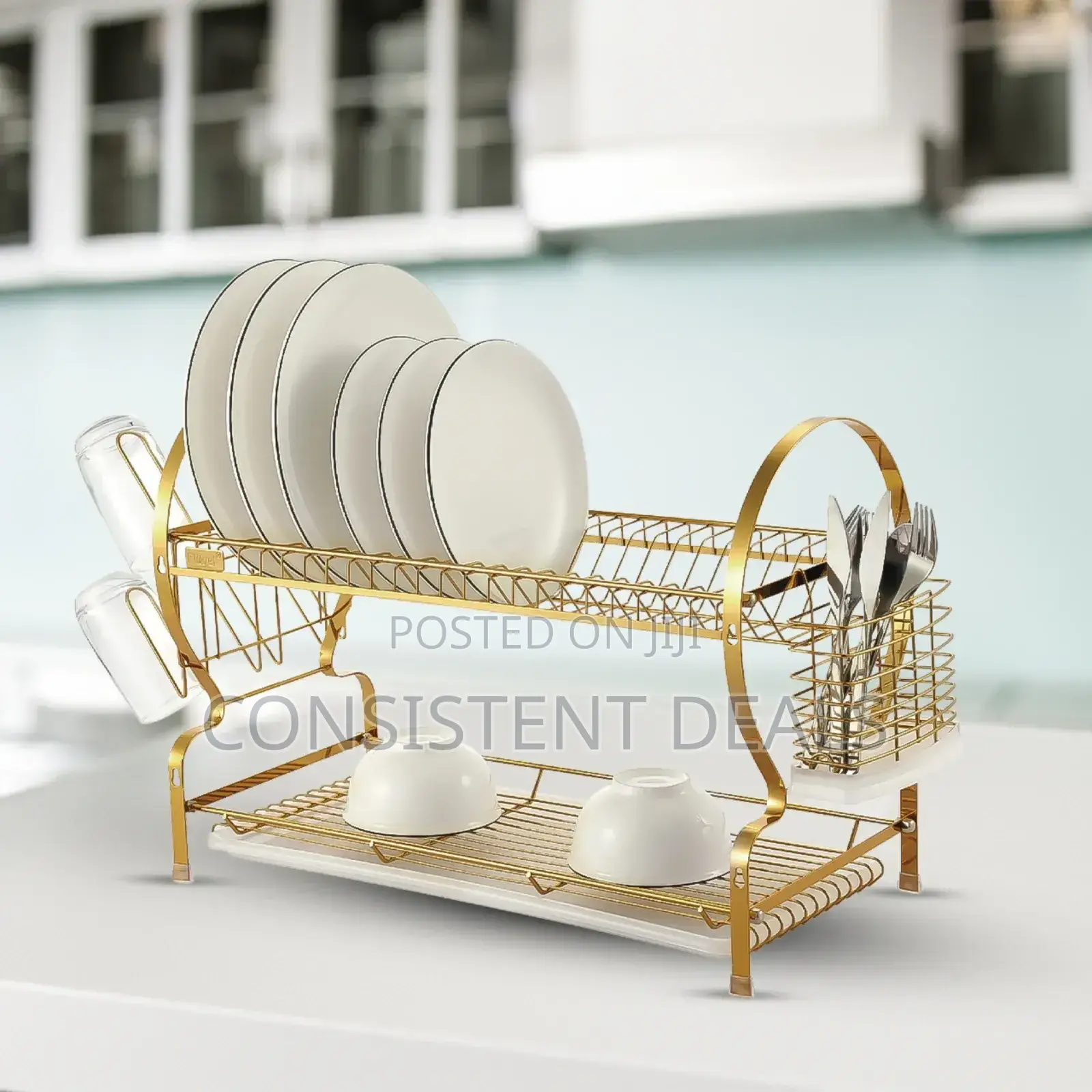 2 Tier Gold Dish Draining Rack