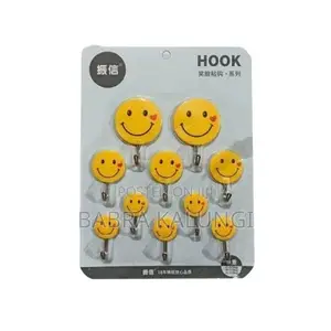 Self Adhesive Smiley Wall Steel Hooks Strong Wall Sticker