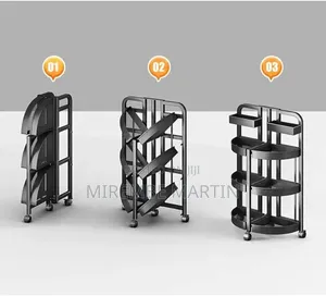 LAJUU Foldable Kitchen Storage Cart With Wheels,