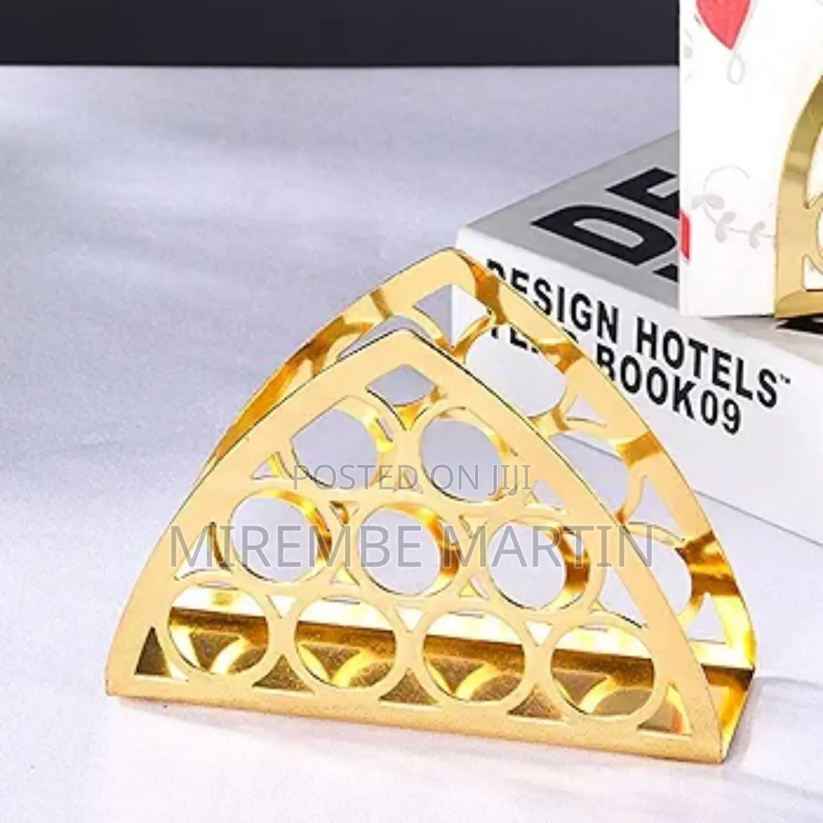 Golden Triangular Napkin Tissue Holder.