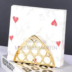Golden Triangular Napkin Tissue Holder.