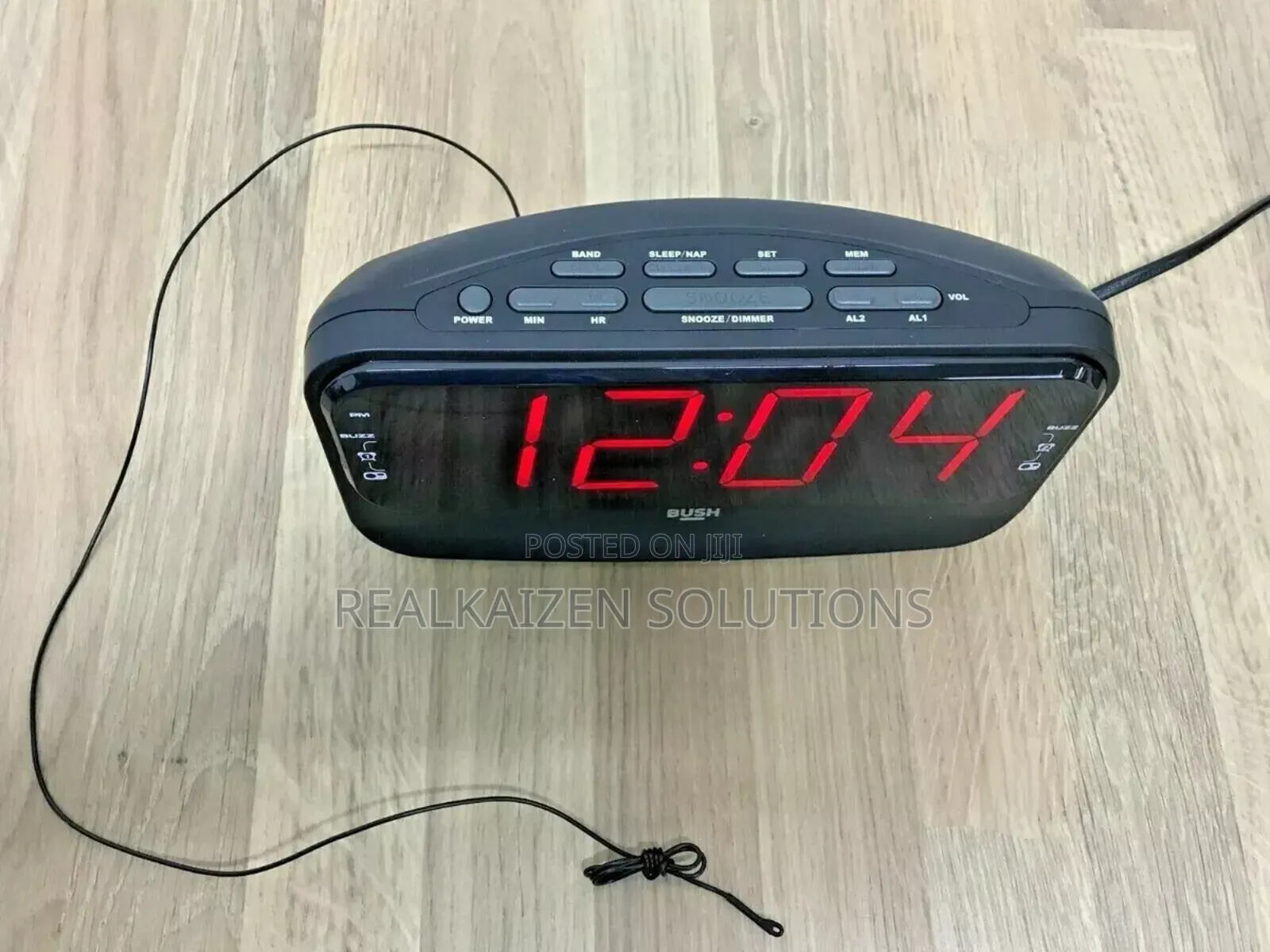 UK BUSH Large Red Digital LED Dual Alarm Clock Radio