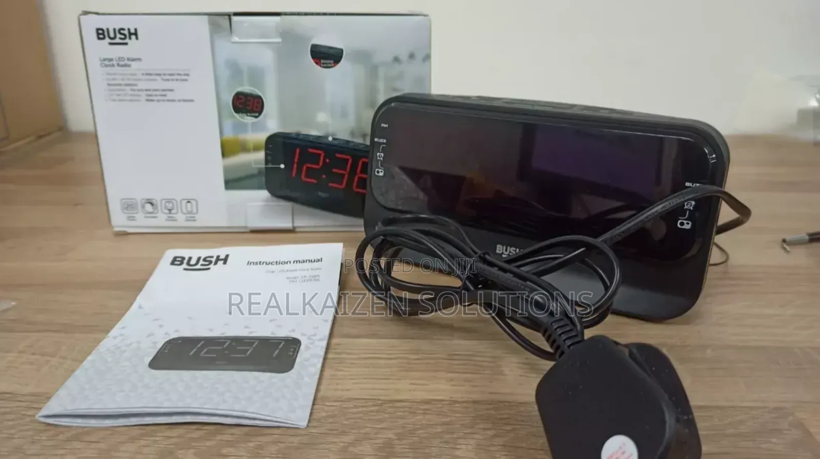 UK BUSH Large Red Digital LED Dual Alarm Clock Radio