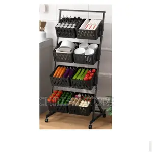 4 Tier Vegetable Kitchen Storage Basket With Wheels.