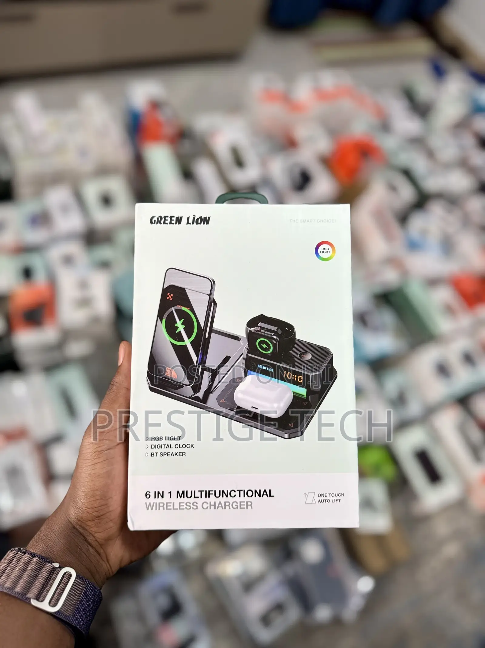 Green Lion 6in1 Wireless Charging Station (BT Speaker,Clock)