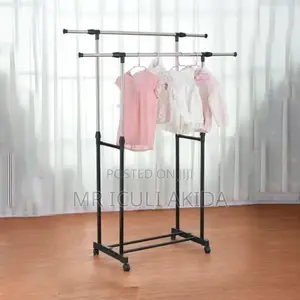 1.8mt Adjustable 2rod Garment Rack Rolling Clothes Organizer