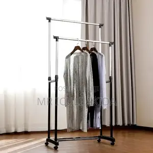 1.8mt Adjustable 2rod Garment Rack Rolling Clothes Organizer