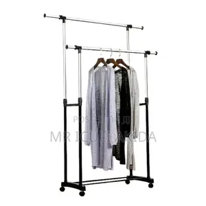 1.8mt Adjustable 2rod Garment Rack Rolling Clothes Organizer