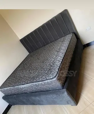 5x6 Gray Fabric Bed With Stripes
