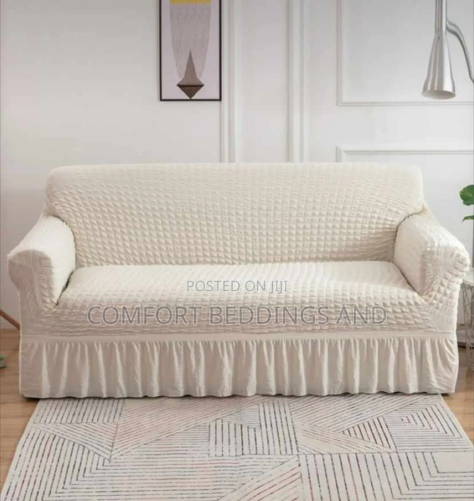 Sofa Covers Cream Three Seaters