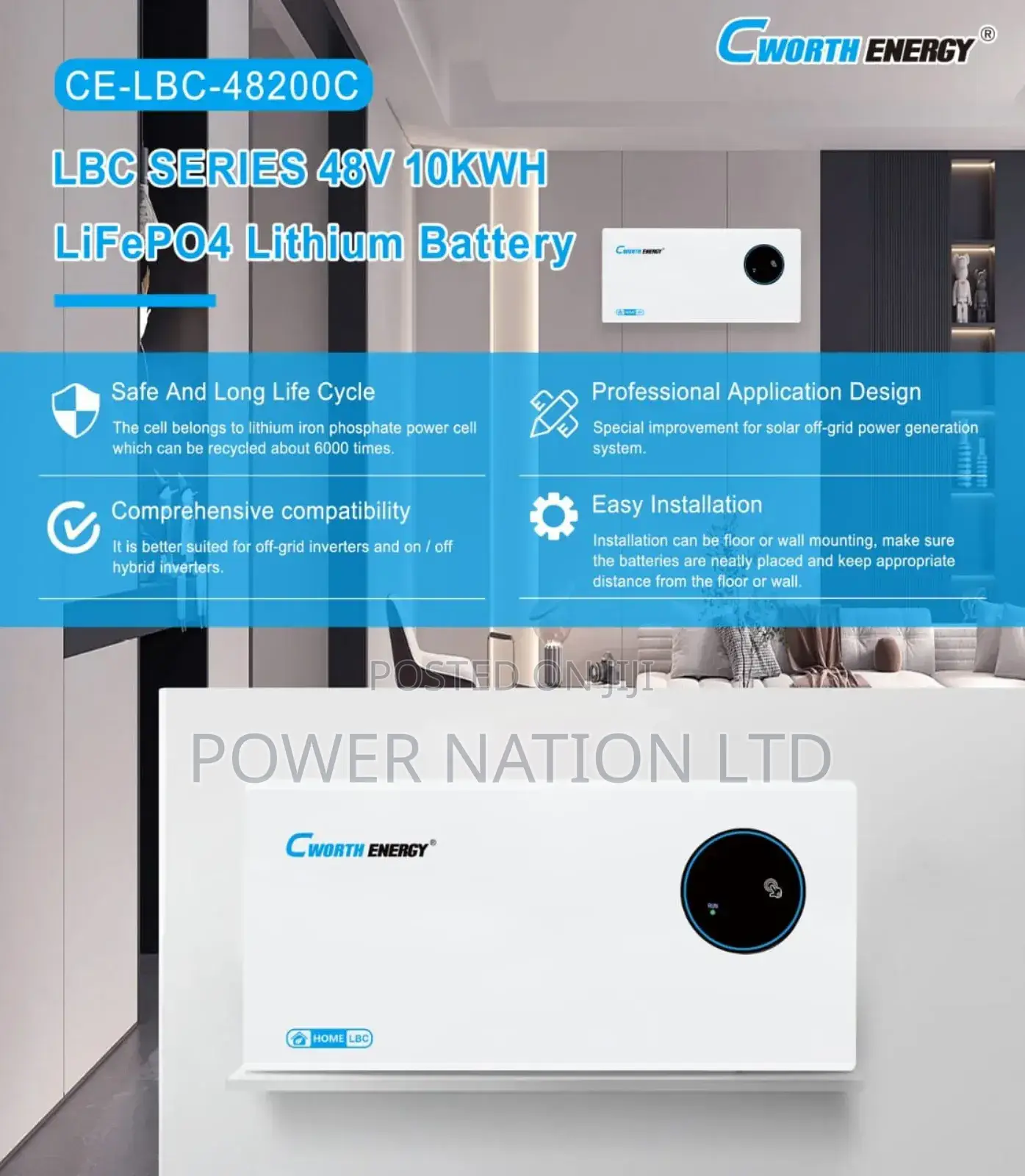 200ah 10kwh 48v Cworth Lithium Battery