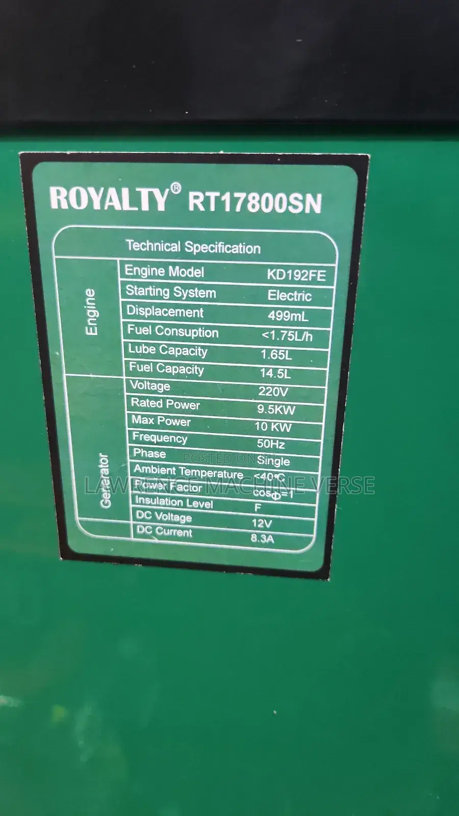 Diesel Generator 10kva Sigel Phase