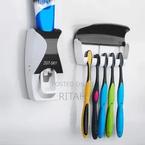 Toothpaste Dispenser With 5 Slots Toothbrush Holder