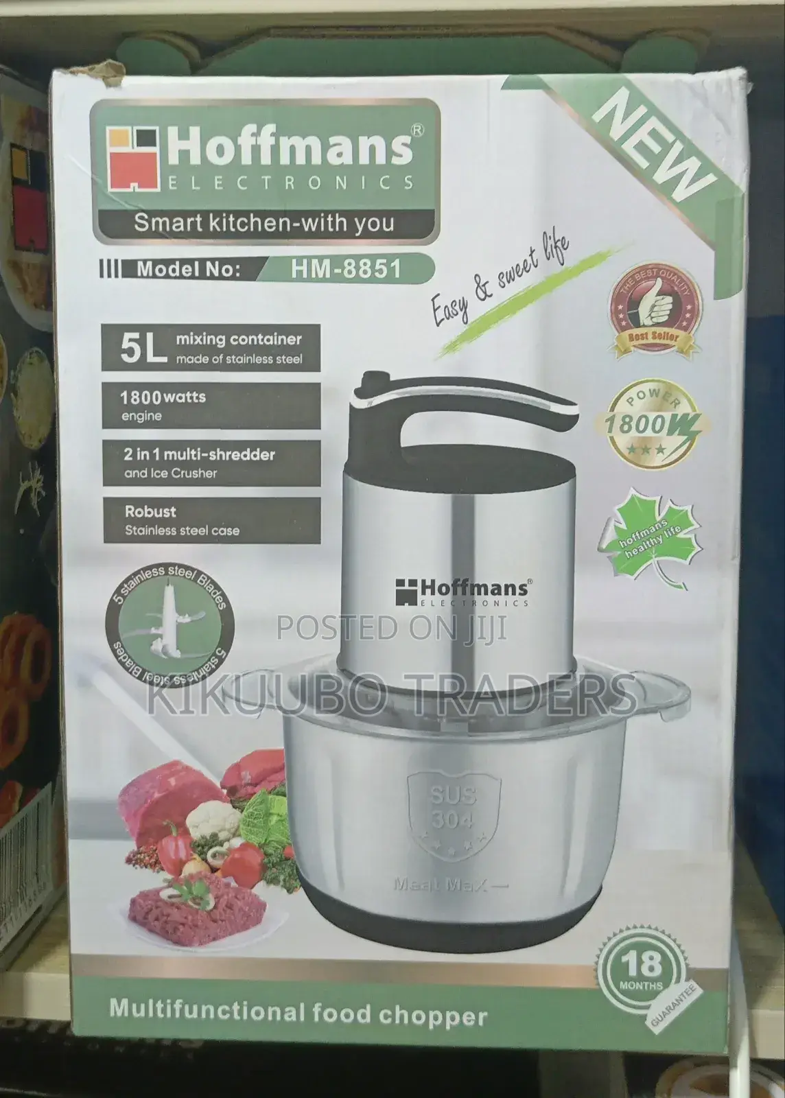 Hoffmann 5L Stainless Steel Multifunctional Food Chopper