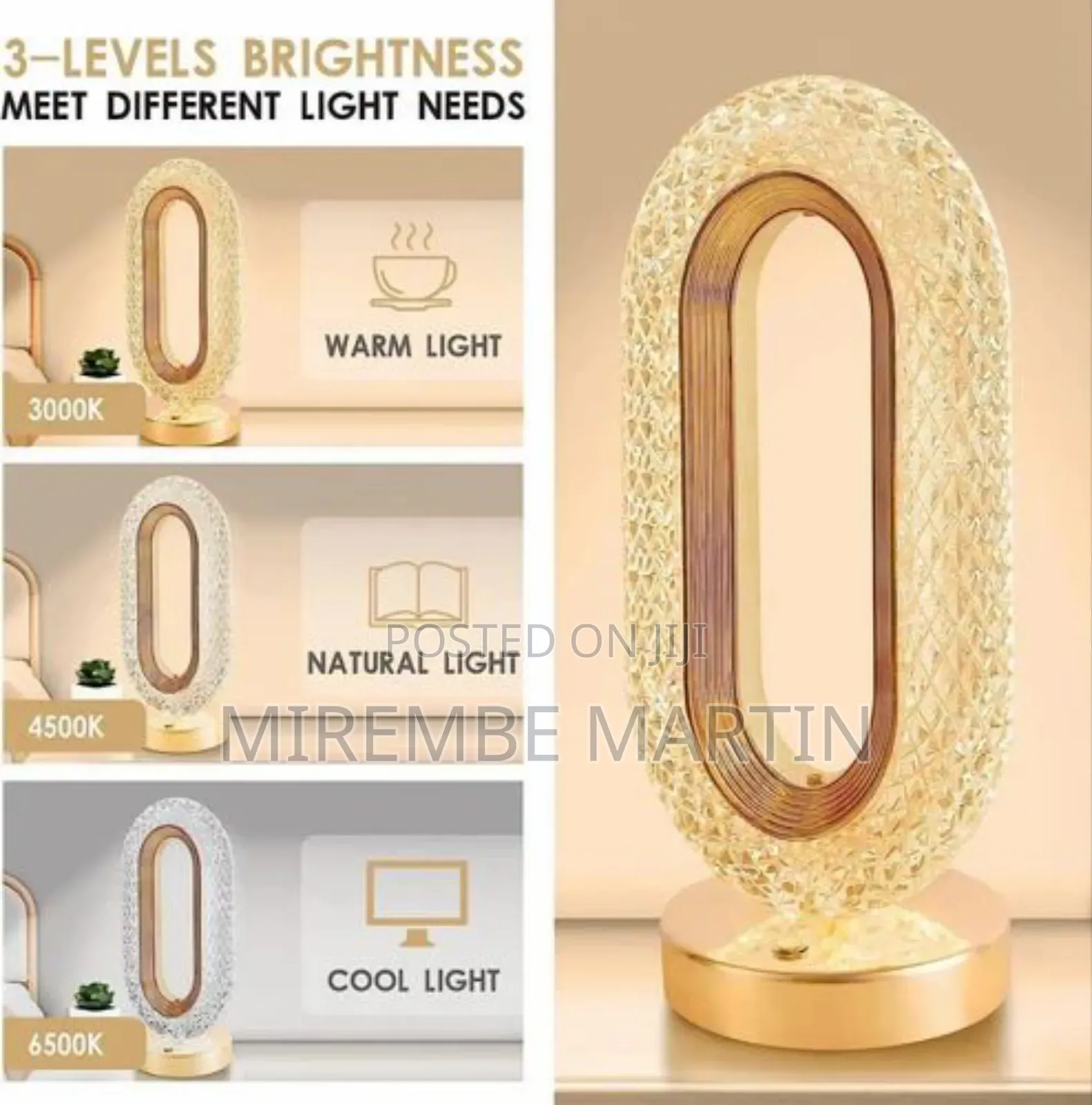 Oval Led Crystal Table Lamp