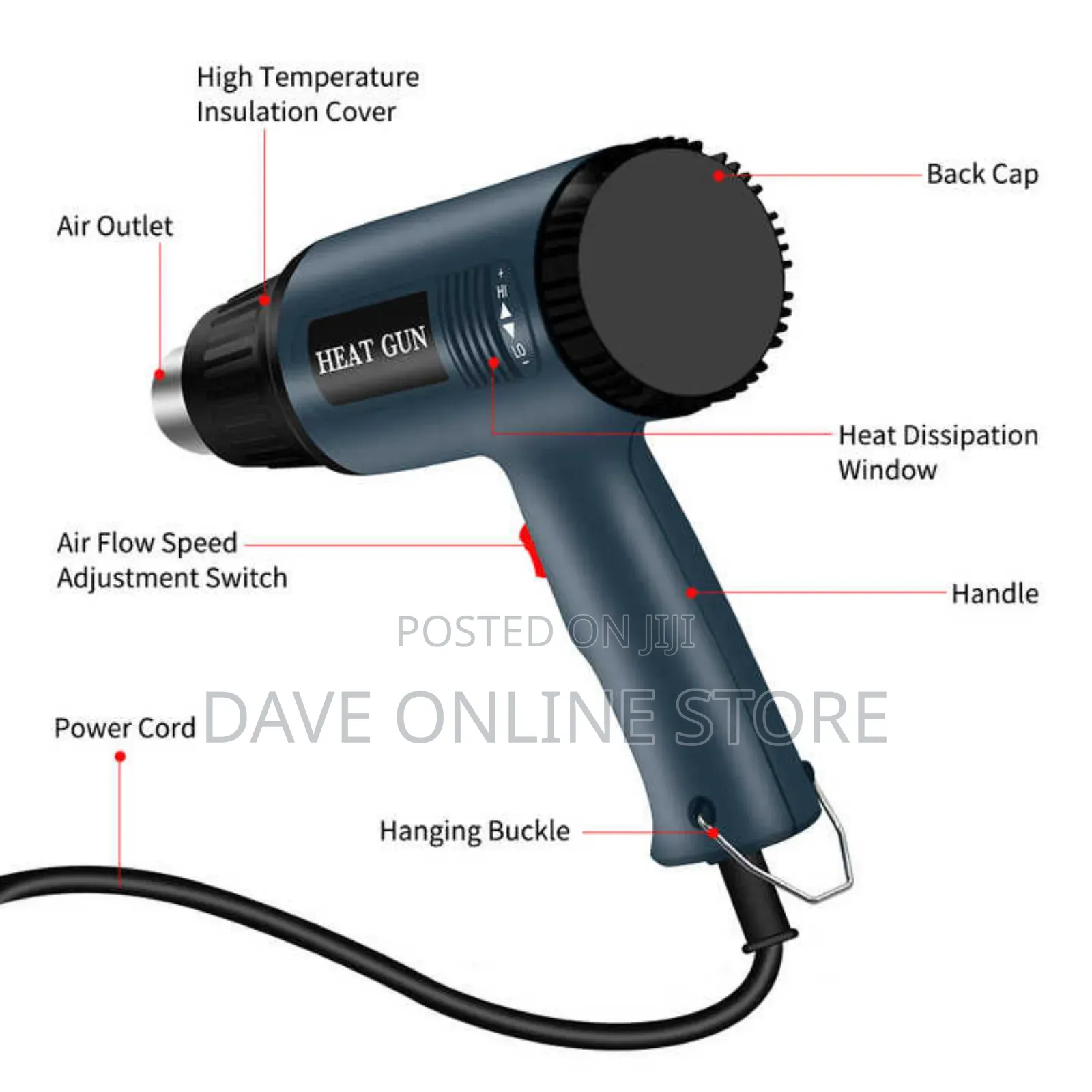 Output Hot/Cool Air Fast 2000W Industrial/Home Heat Gun