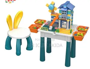 126pcs Kids Assembly Building Block Table Toy Set With Chair