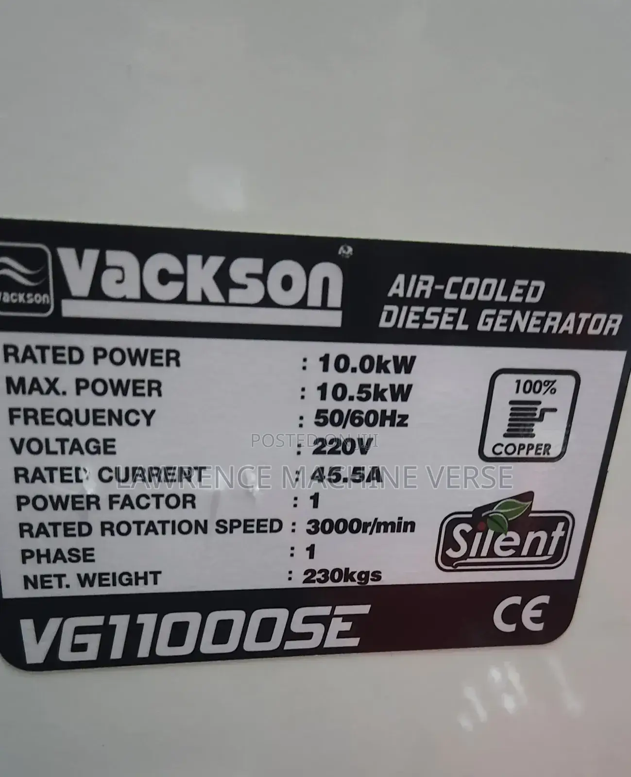 Diesel Generator 10kva/10.5kva Super Silent