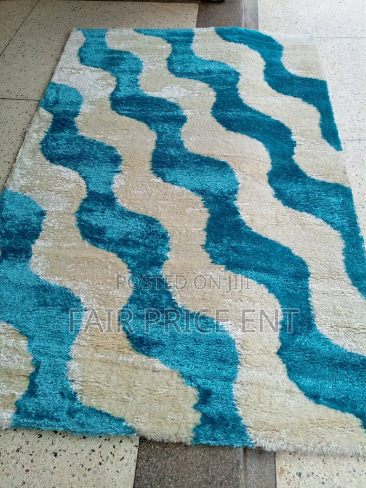 Executive Shaggy Heavy Wool Carpet.2*3m.( Blue, Cream)
