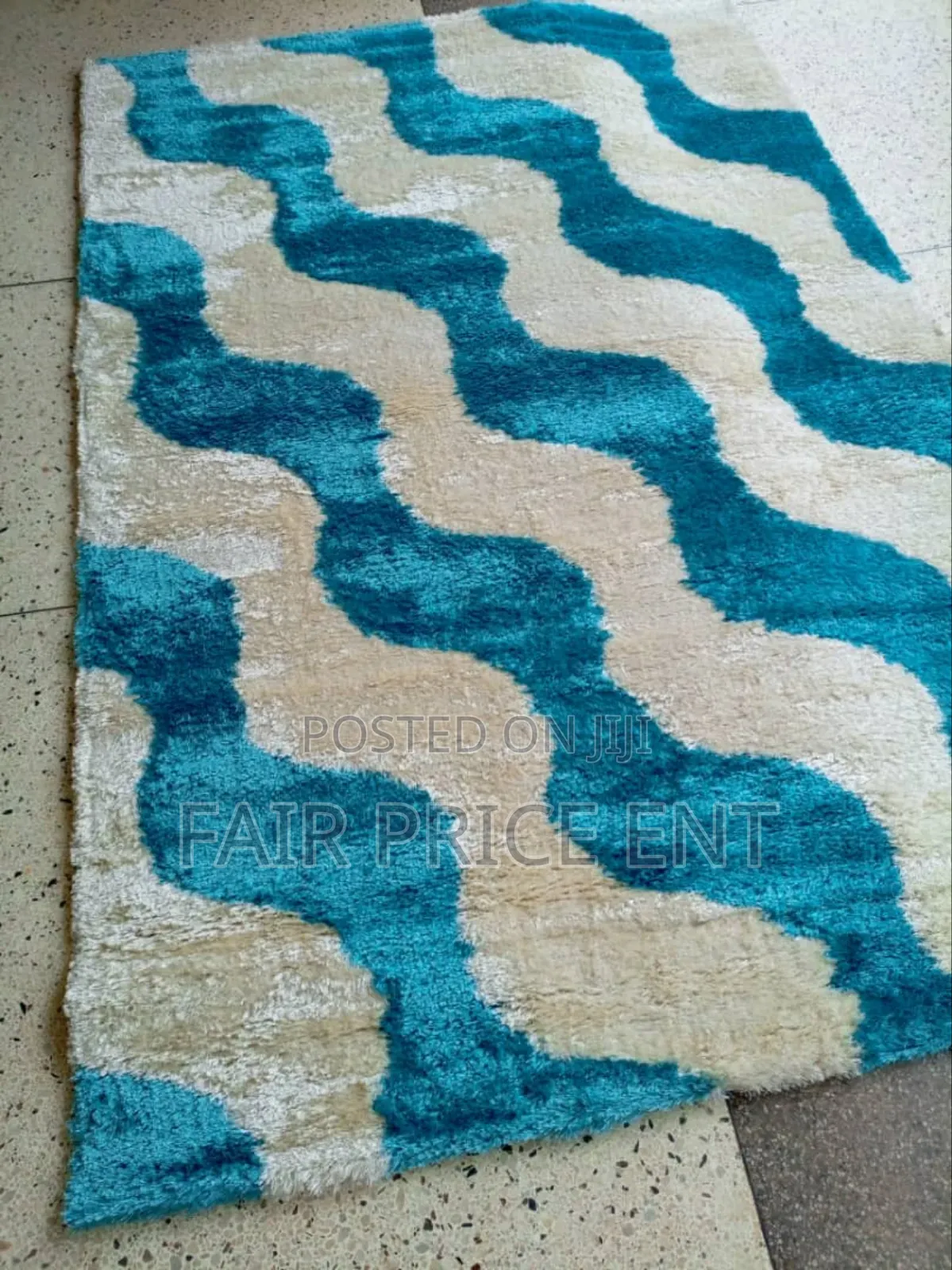 Executive Shaggy Heavy Wool Carpet.2*3m.( Blue, Cream)