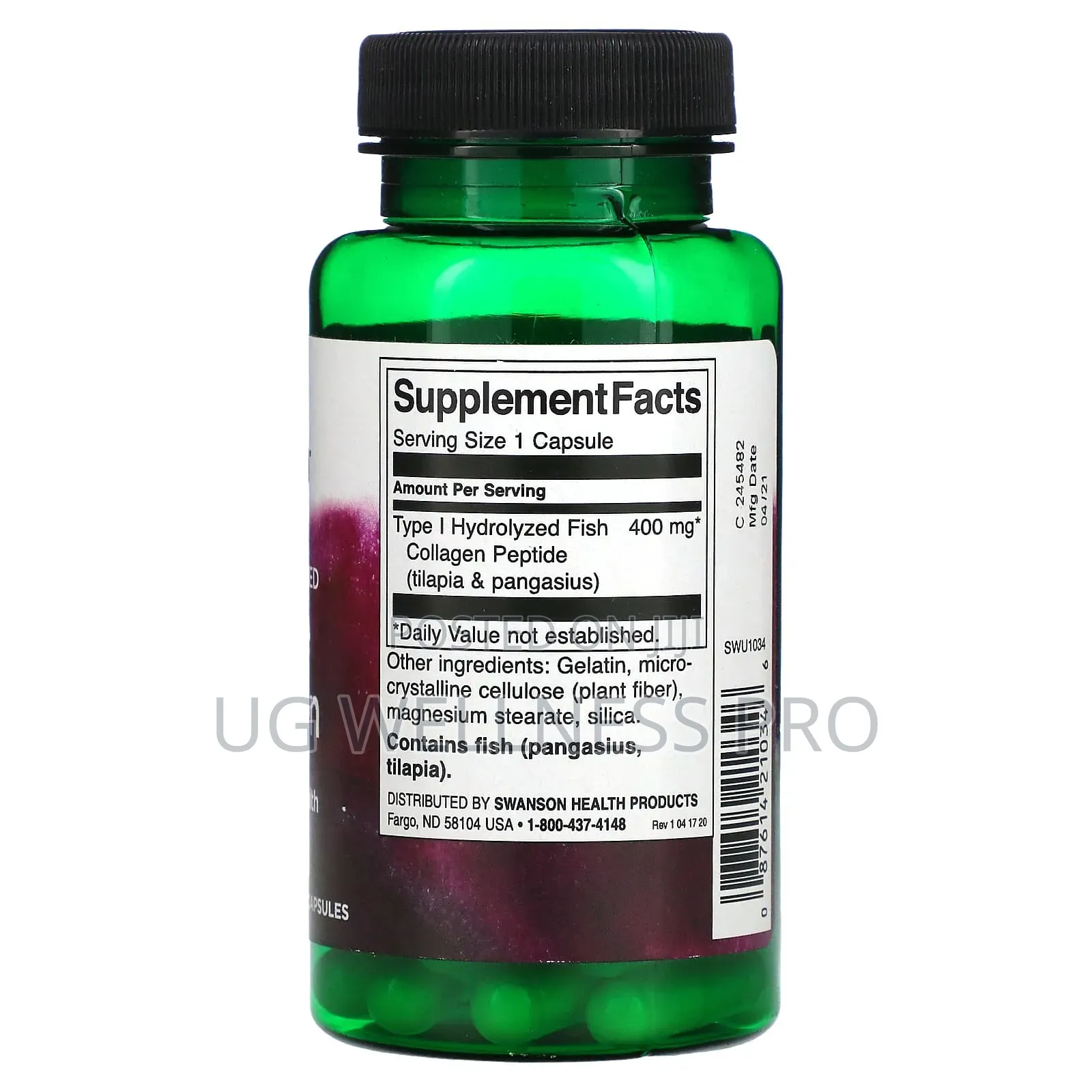 Swanson, Marine Collagen, 400 Mg, 60 Capsules