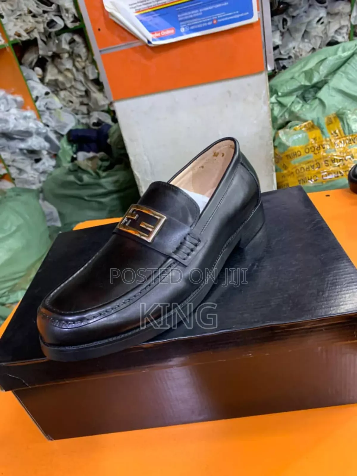 Levis Deep Black Leather Loafers