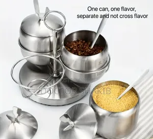 3pcs Rotatable Stainless Steel Spice Storage Containers